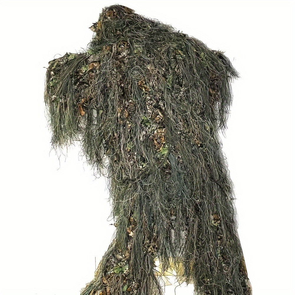 3D leaf camouflage suit with realistic foliage design for outdoor military and hunting use
