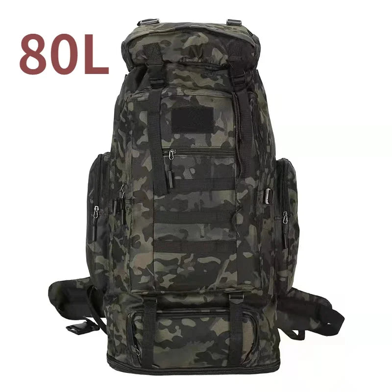 80L/100L Tactical Large Backpack For Outdoors Adventure 80L (CamoBlack) Bags