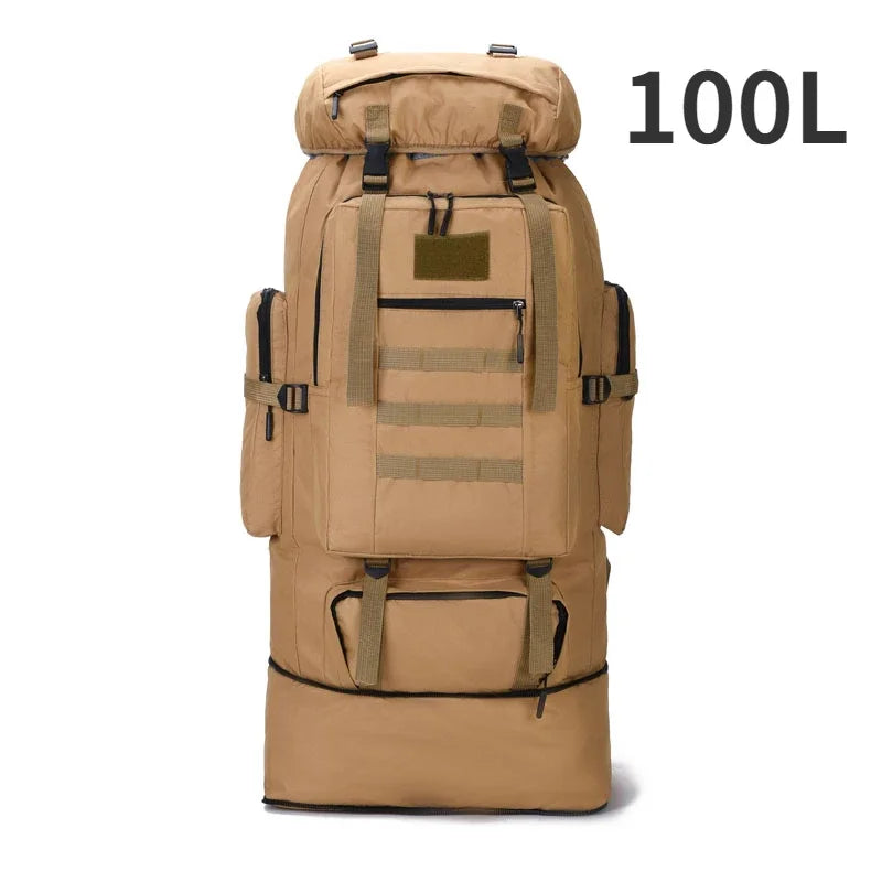 80L/100L Tactical Large Backpack For Outdoors Adventure 100L (Khaki) Bags