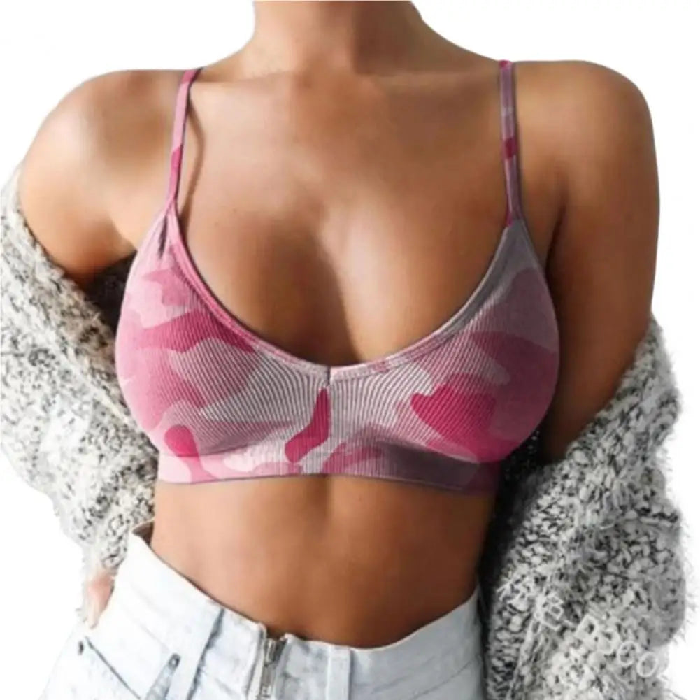Lady Camouflage Sports Bra Pink Tops