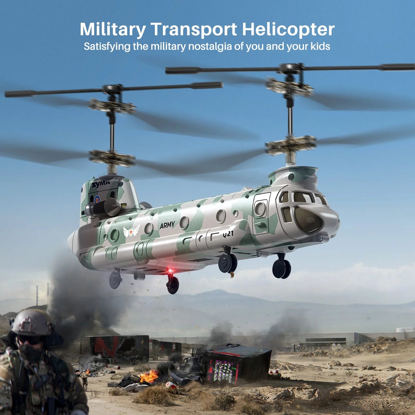 Q21 Dual Propeller Military Transport Helicopter RC Toy Military-Outdoors.com
