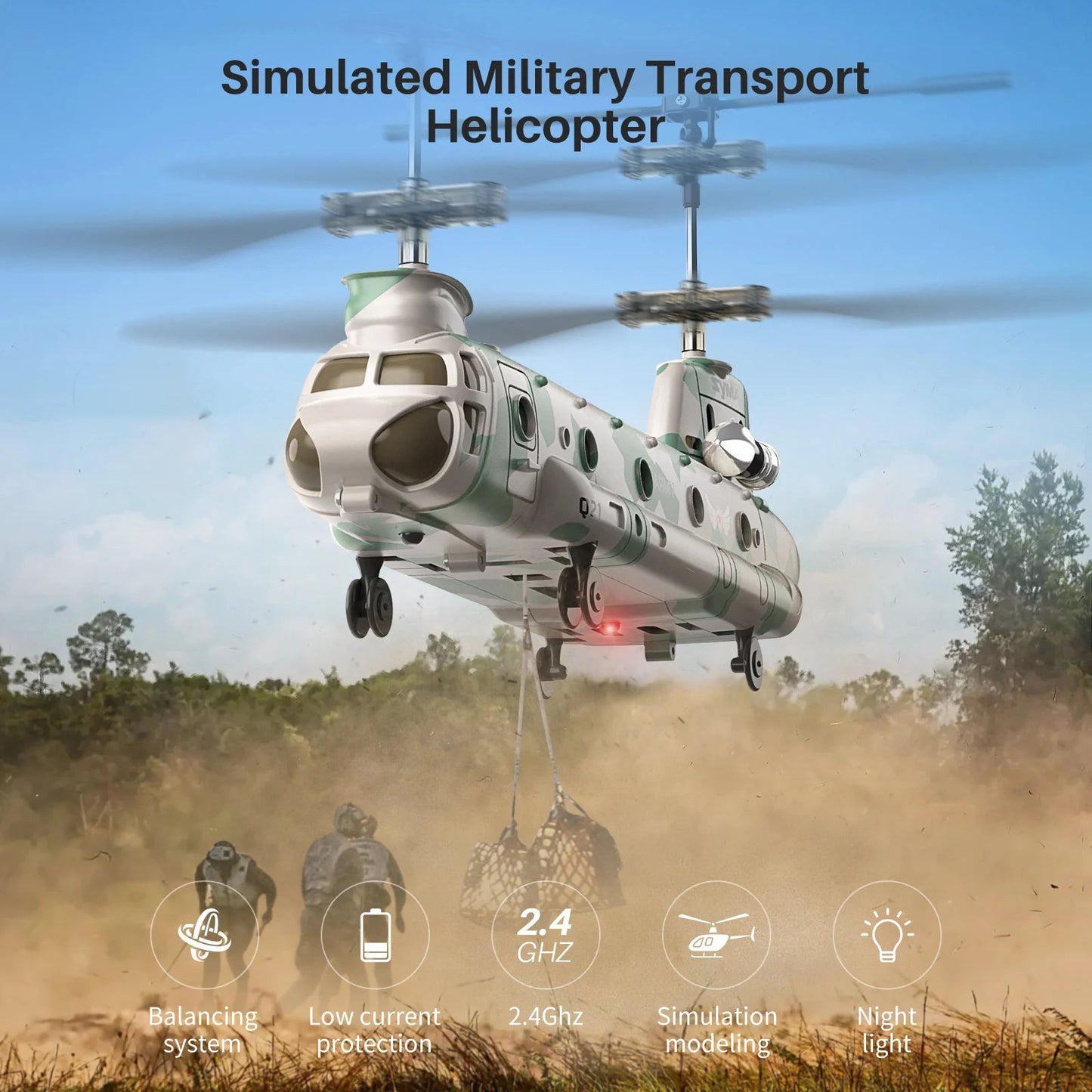 Q21 Dual Propeller Military Transport Helicopter RC Toy Military-Outdoors.com
