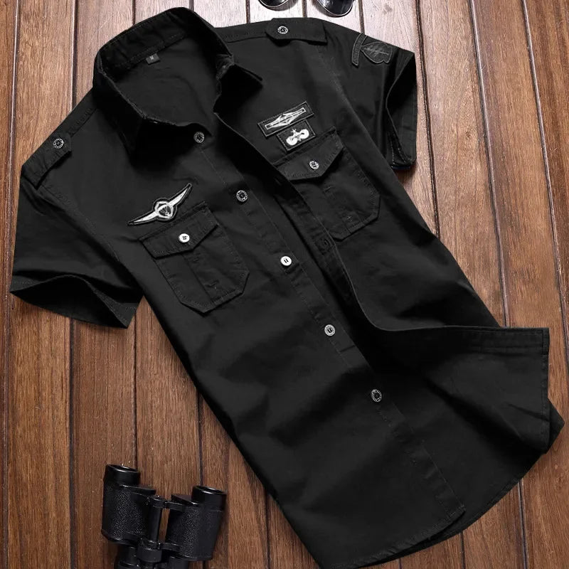 Short Sleeve Tactical Air Assault Shirts 100% Cotton Image Color 17 Shirt Short