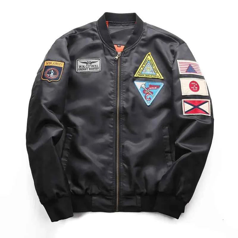 Military-Outdoors Air Force Pilot Jacket with Patches Jacket