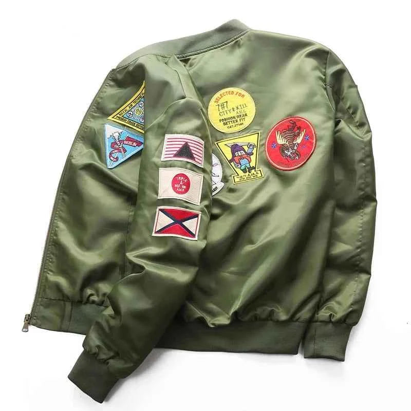 Military-Outdoors Air Force Pilot Jacket with Patches Jacket
