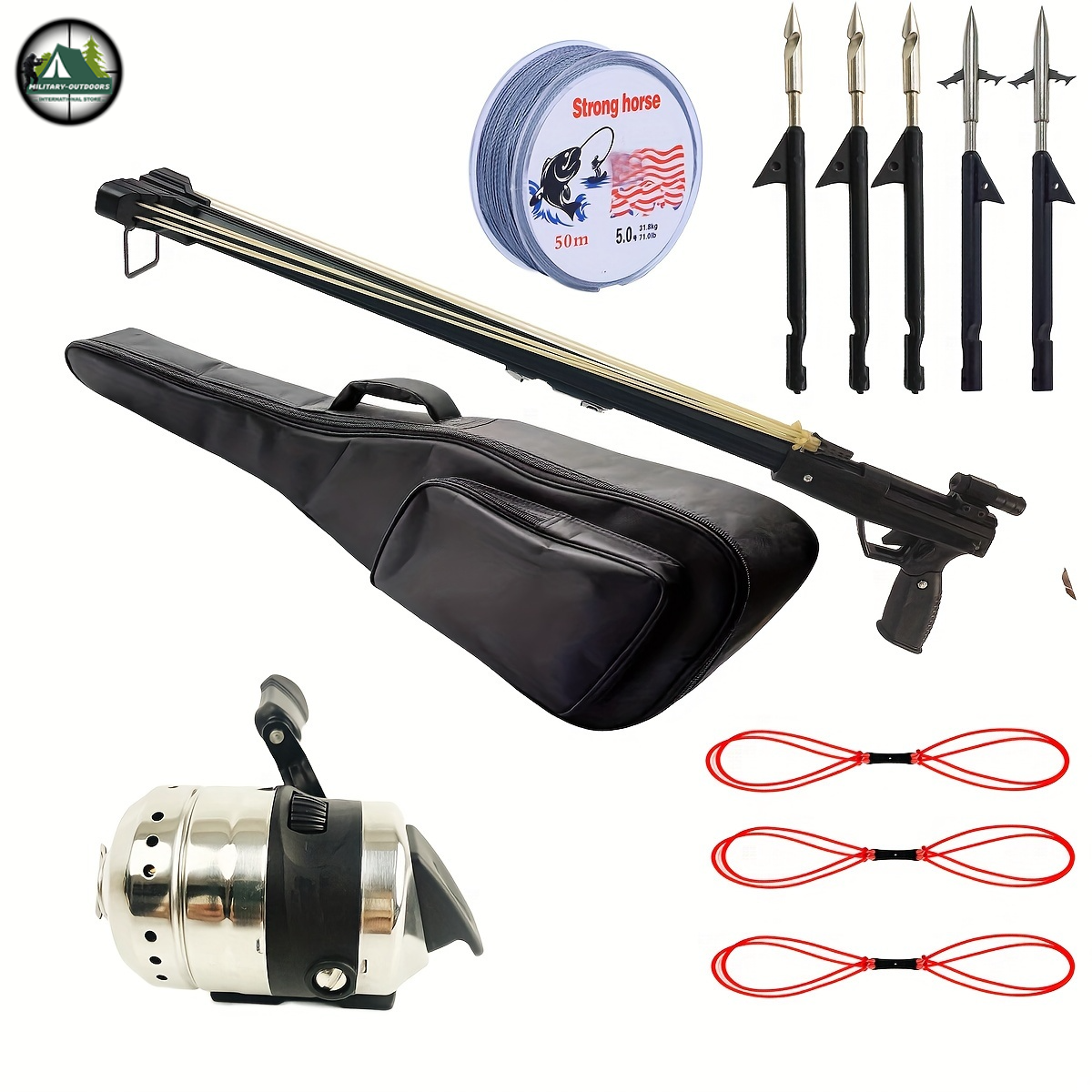 Military-Outdoors.com automatic fish shooting slingshot crossbow kit with fishing reel and arrows