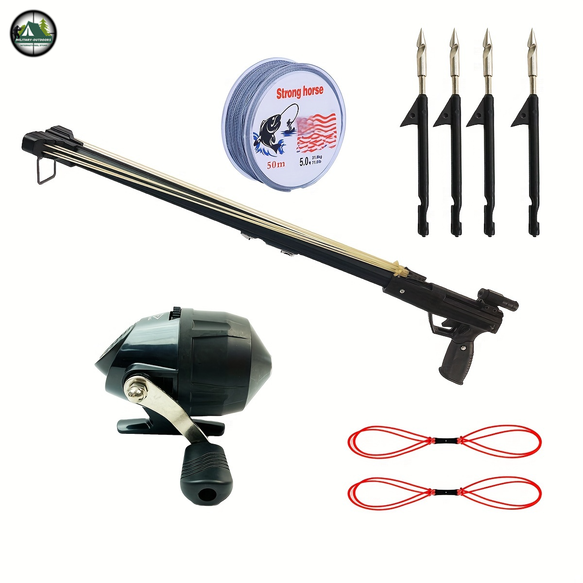 Automatic Fish Shooting Slingshot by Military-Outdoors Fishing Reel Set Crossbow