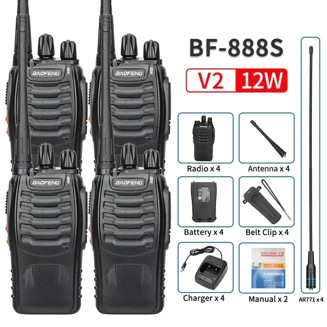 Baofeng BF-888S 12W Long-Range Walkie Talkies 2 OR 4 PCS V2 4PCS-771 Walkie Talkie