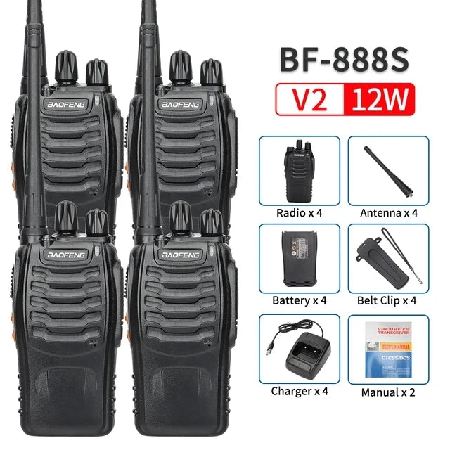 Baofeng BF-888S 12W Long-Range Walkie Talkies 2 OR 4 PCS V2 4PCS Walkie Talkie
