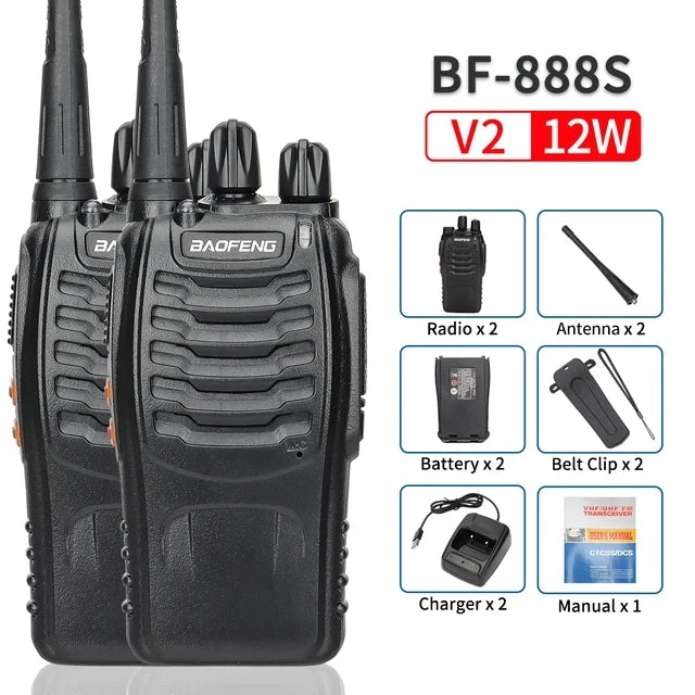 Baofeng BF-888S 12W Long-Range Walkie Talkies 2 OR 4 PCS V2 2PCS Walkie Talkie
