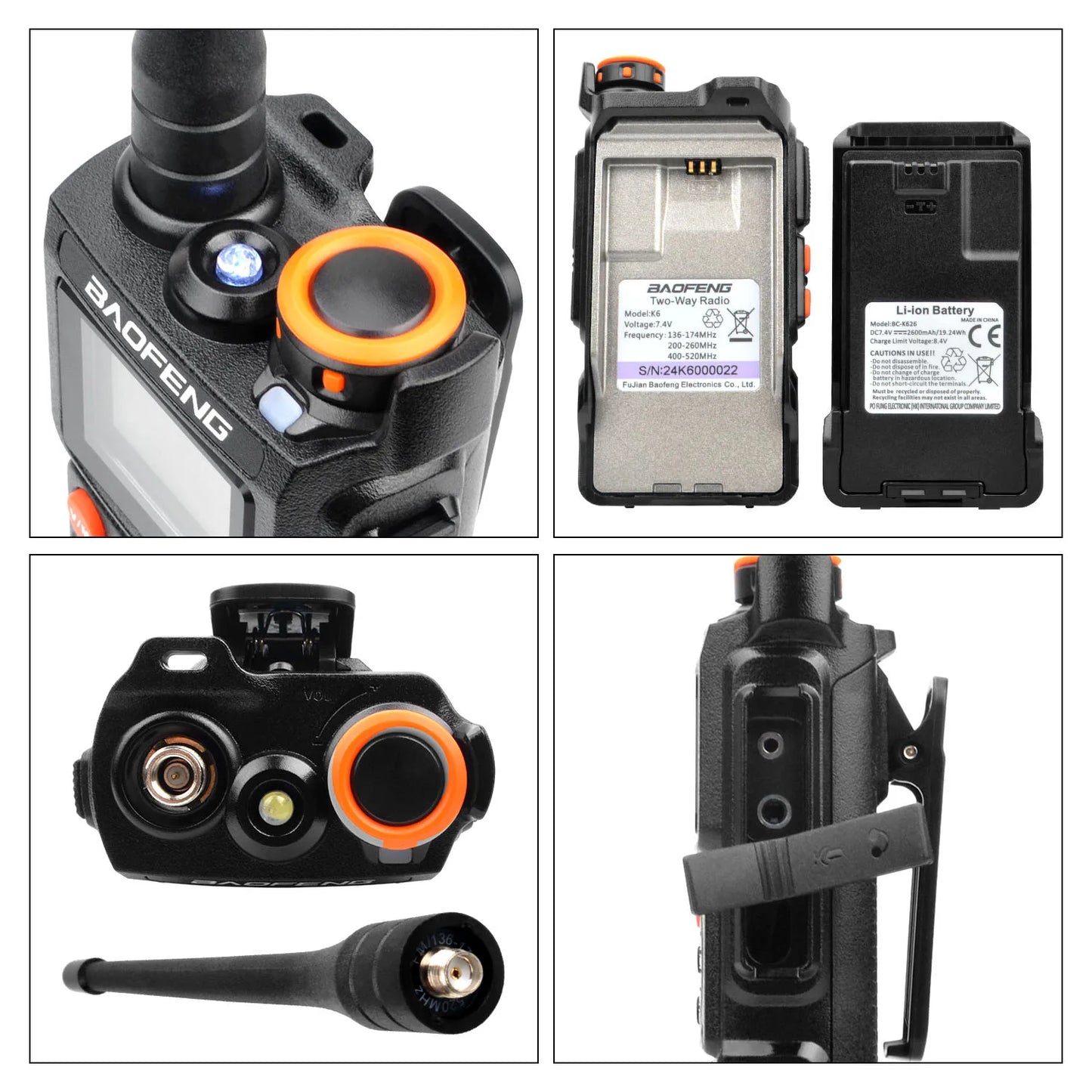 Walkie Talkie Baofeng K6 Multi-Band 999 Ch Walkie Talkie
