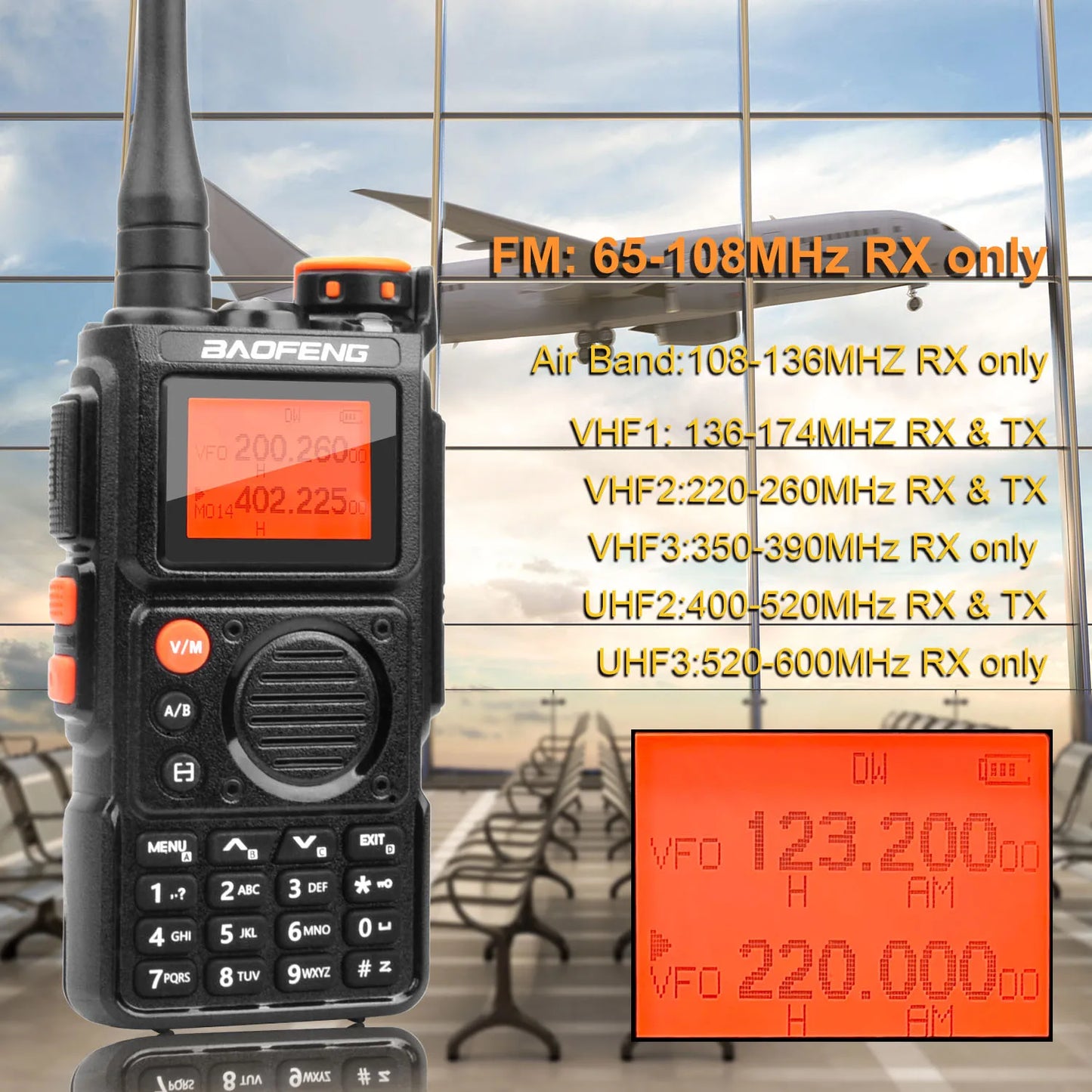 Walkie Talkie Baofeng K6 Multi-Band 999 Ch Walkie Talkie