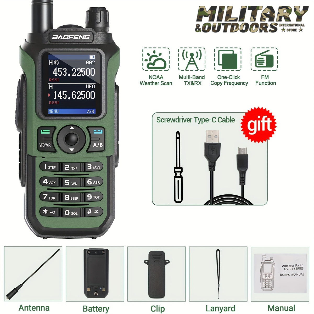 Baofeng UV-21 PRO V2 Walkie Talkies Green Walkie Talkie