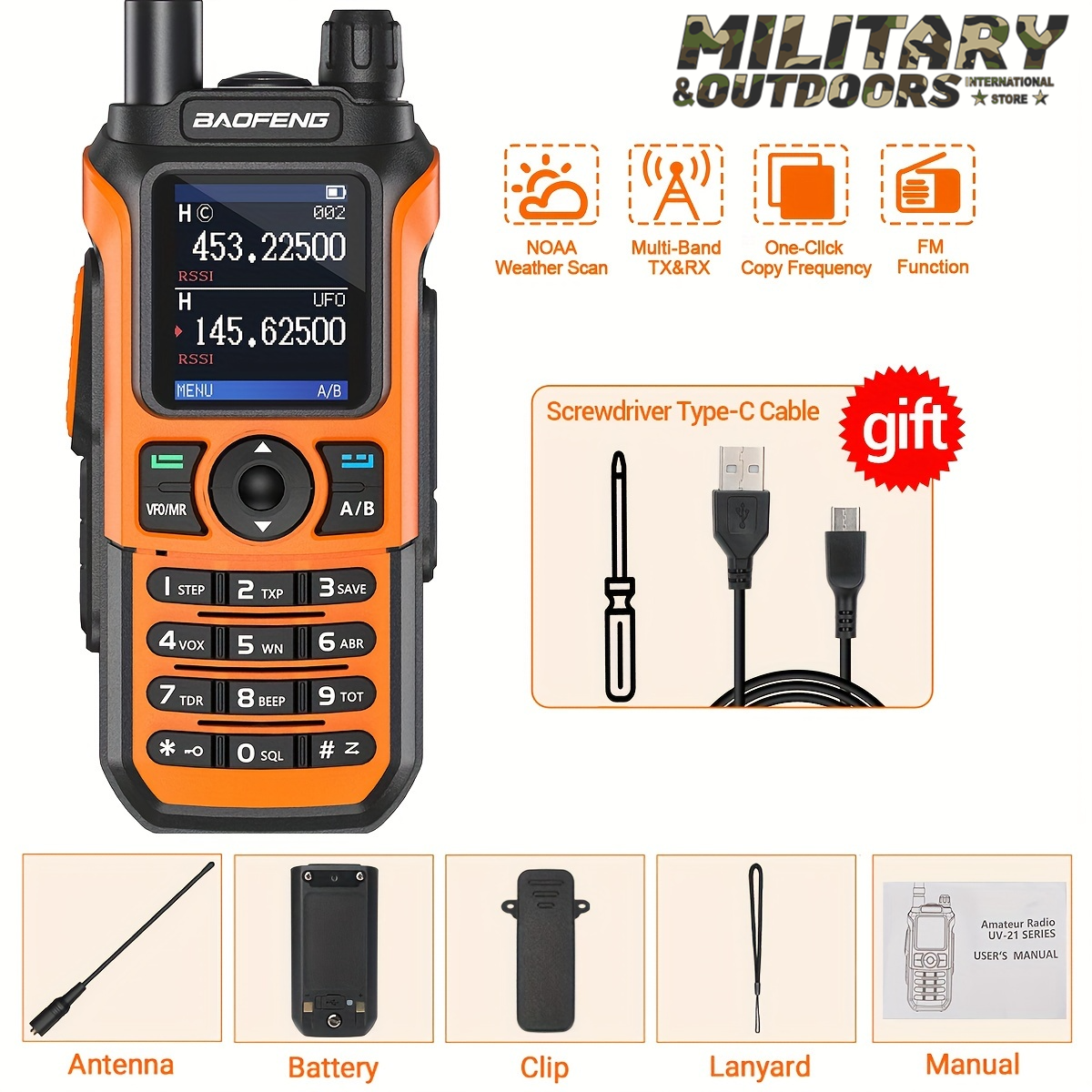 Baofeng UV-21 PRO V2 Walkie Talkies Orange Walkie Talkie