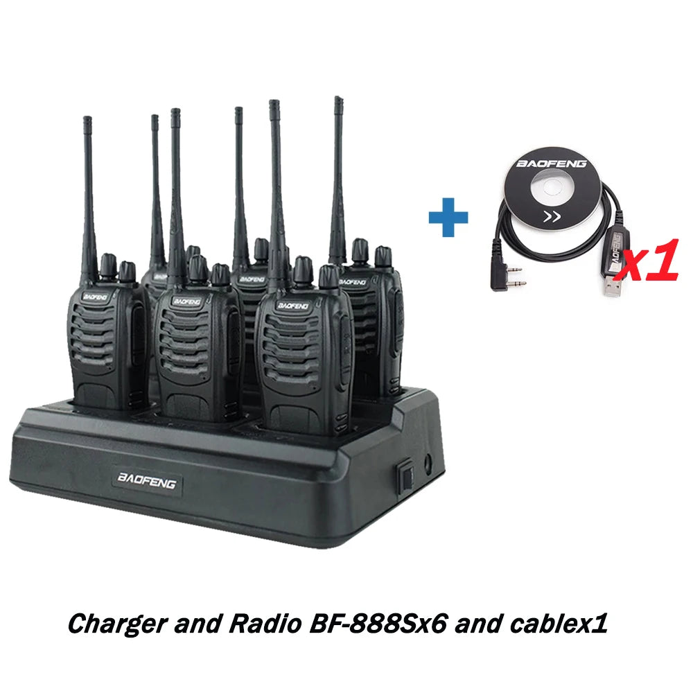 6X Baofeng BF888s Full Set Walkie Talkie With Six Way Charger Walkie Talkie