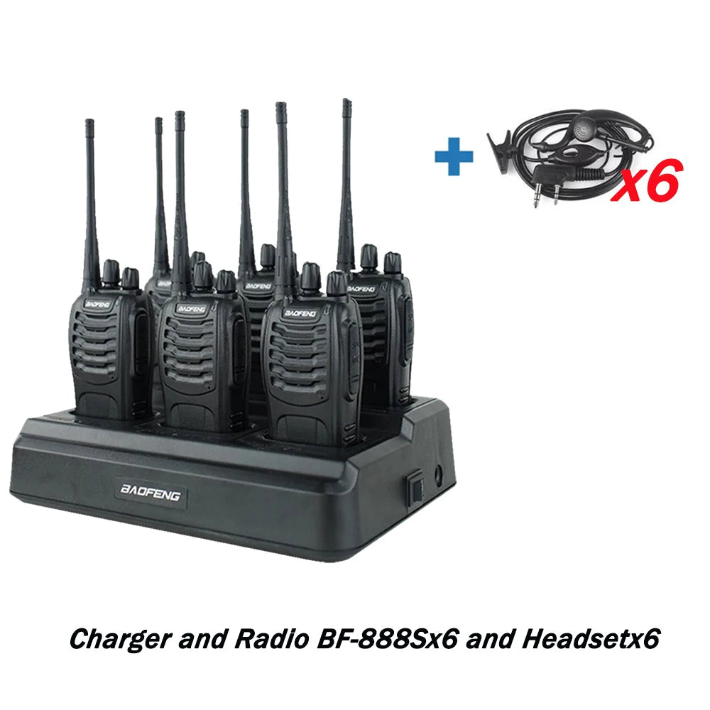 6X Baofeng BF888s Full Set Walkie Talkie With Six Way Charger Walkie Talkie