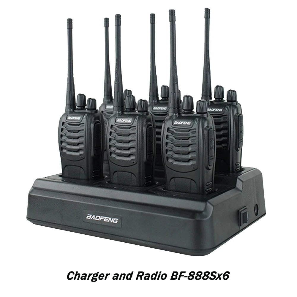 6X Baofeng BF888s Full Set Walkie Talkie With Six Way Charger Charger add BF-888S EU Walkie Talkie