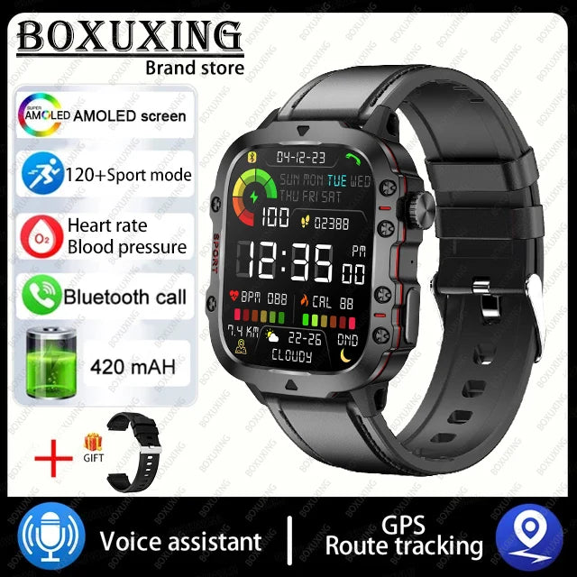 Military Smart Watch With Health Monitor Belt black Outdoor Sports Watch Watch