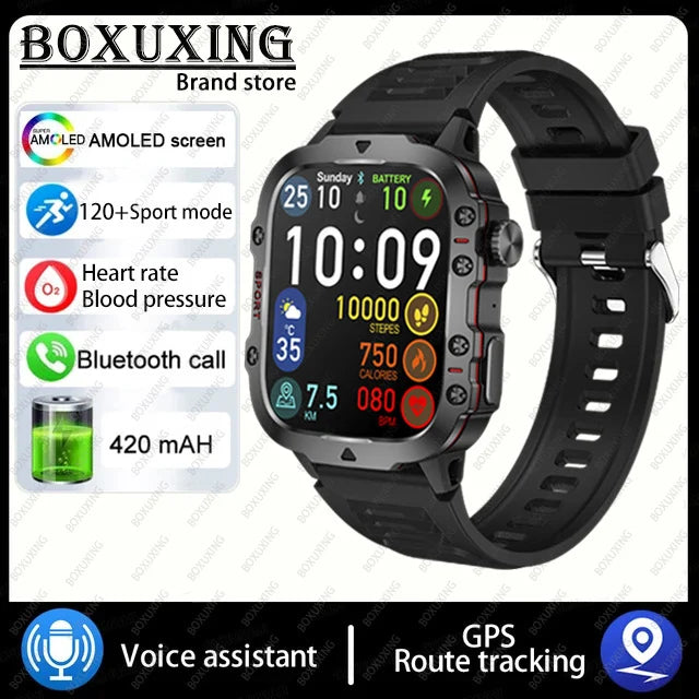 Military Smart Watch With Health Monitor Silicone black Outdoor Sports Watch Watch