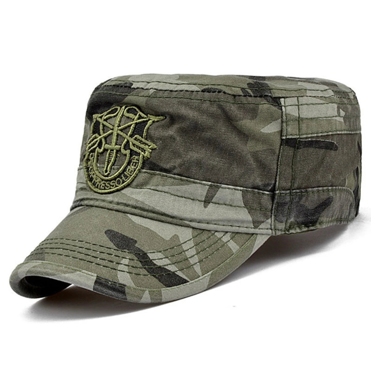 Military Outdoors camo patrol cap with embroidered insignia rugged cotton design special forces cap