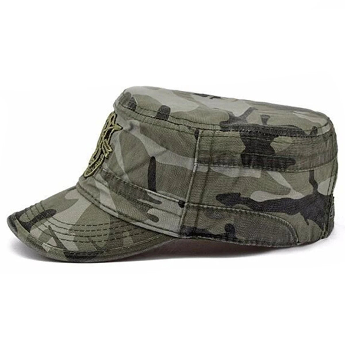 Military Outdoors camo patrol cap with embroidered badge and adjustable strap special forces cap