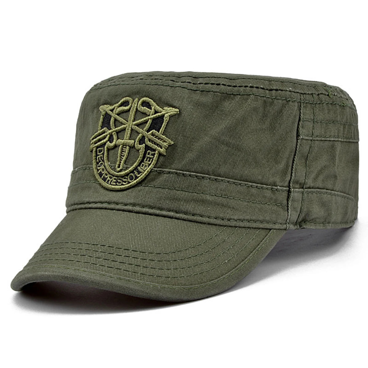 Military Outdoors olive green cotton cadet hat with embroidered patch rugged design special forces cap