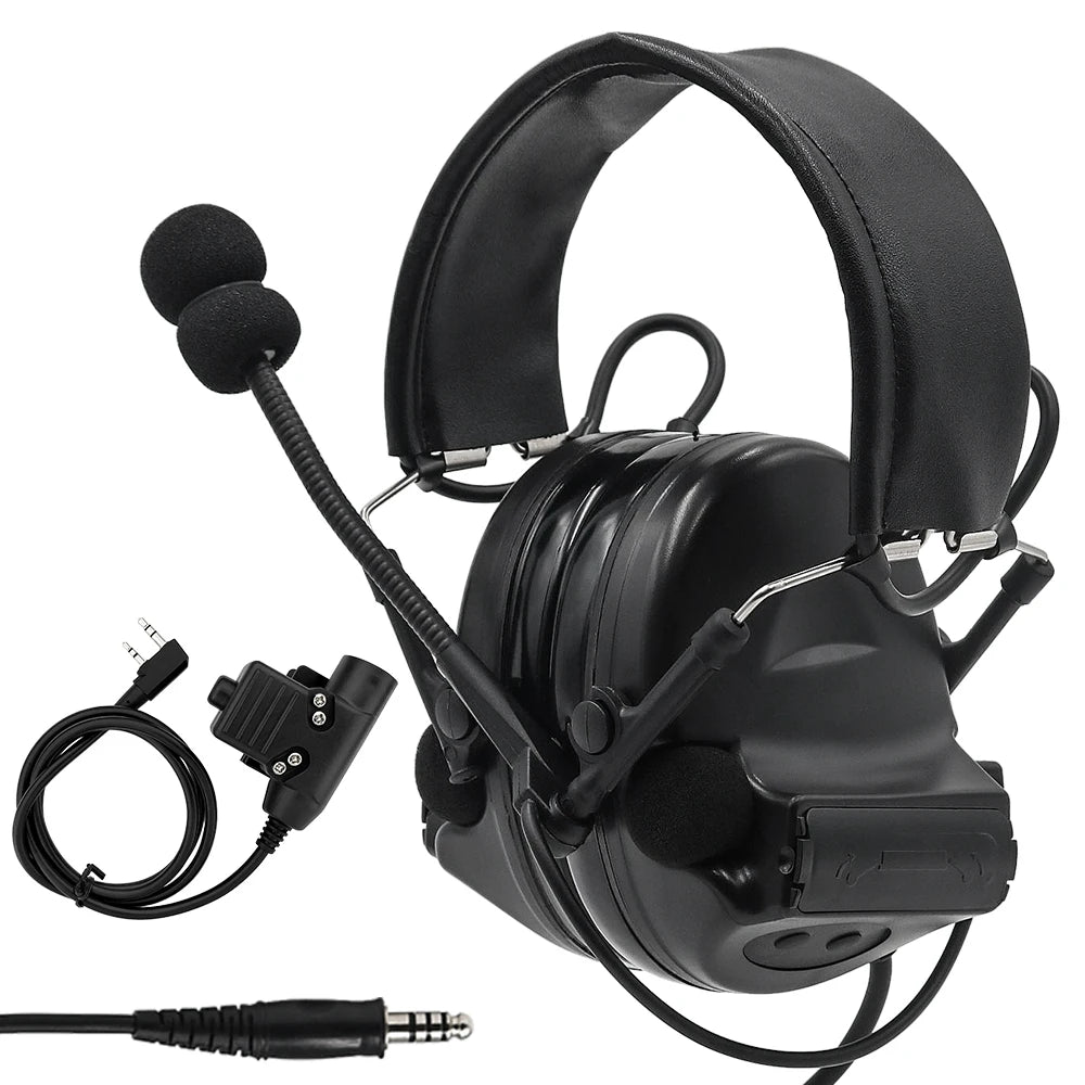 Military-Outdoors Tactical Headset Comtac II BK and PTT Headphone