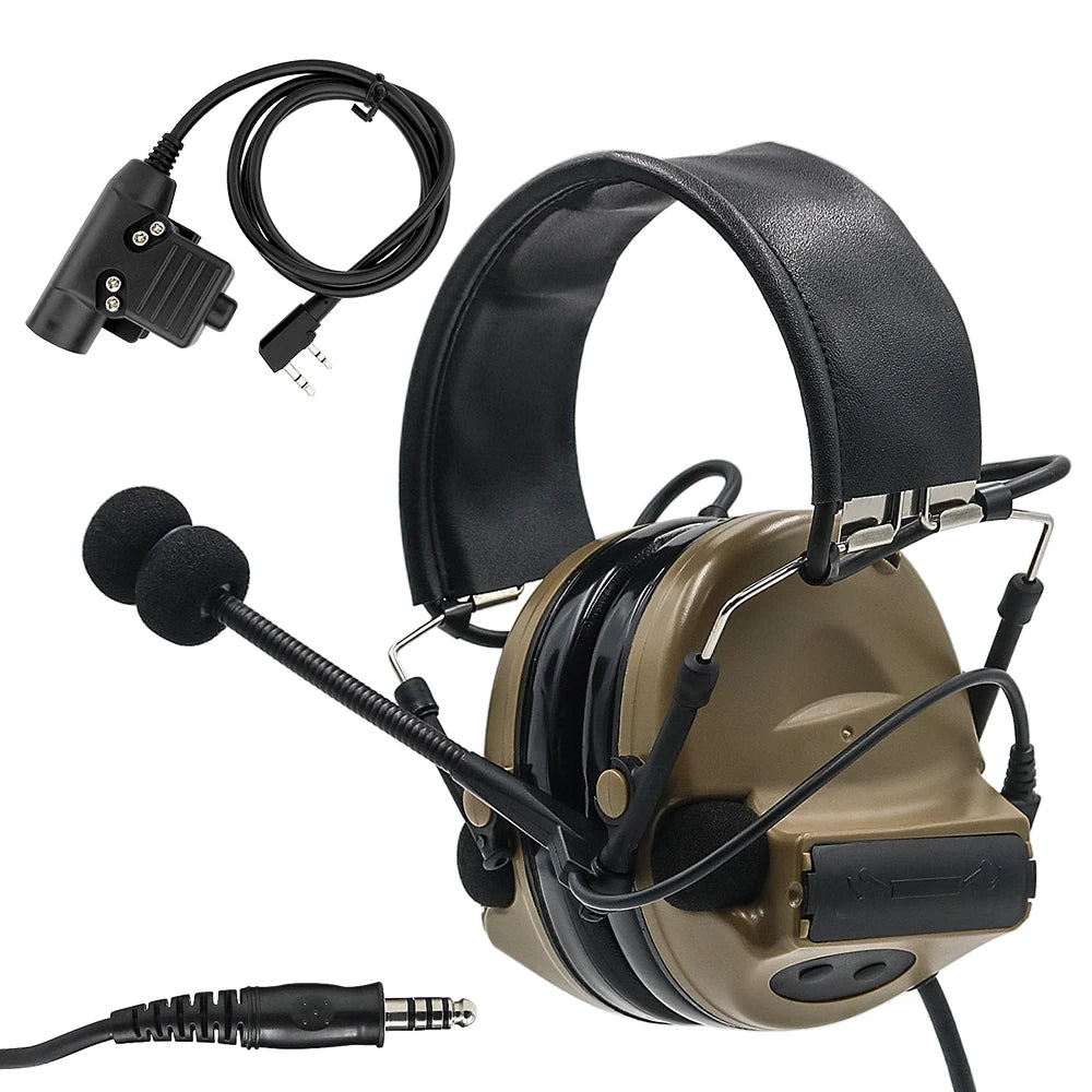 Military-Outdoors Tactical Headset Comtac II DE and PTT Headphone