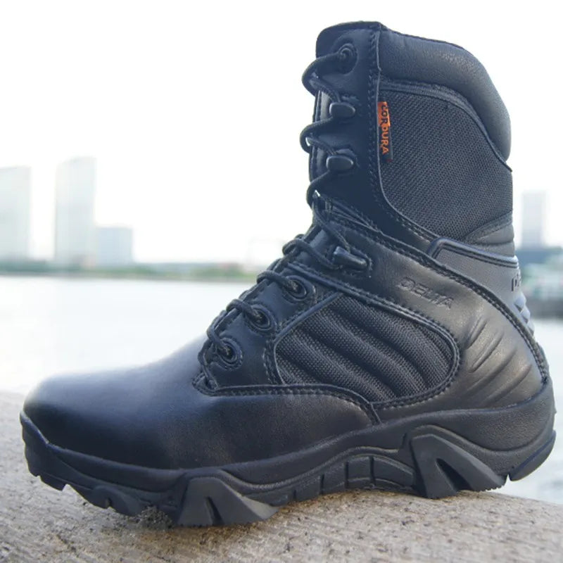 Delta Force Leather Tactical Boots - Military-Outdoors black high top Tactical Boots