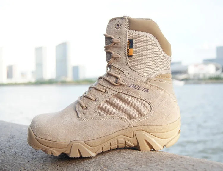 Delta Force Leather Tactical Boots - Military-Outdoors sandy high top Tactical Boots