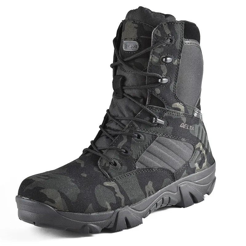 Black camo Delta Squad ankle boots tactical boots with rugged sole from Military-Outdoors.com