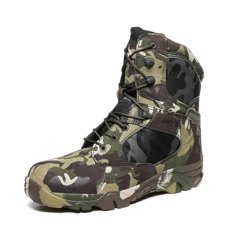 Military-Outdoors.com Delta Squad ankle boots in camouflage pattern with durable rugged sole