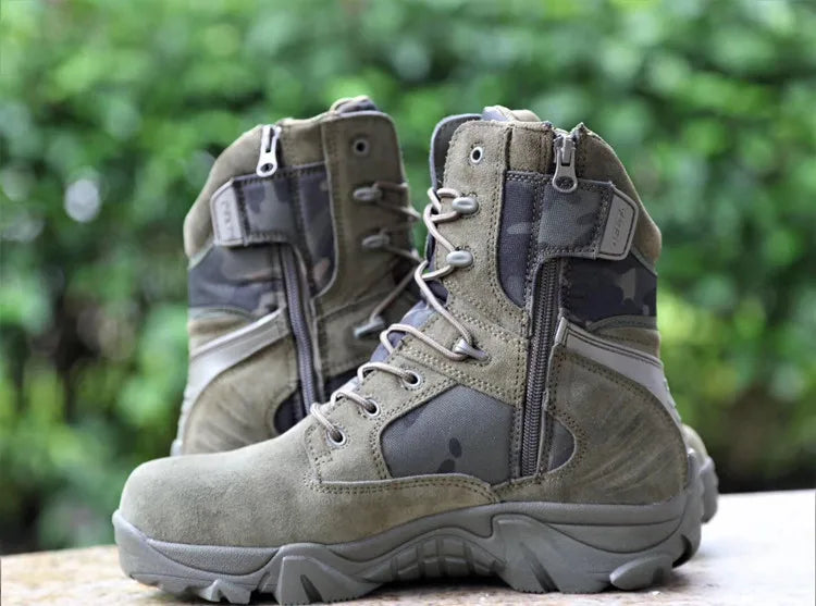 Military-Outdoors.com Delta Squad ankle boots tactical boots in camouflage with side zipper and durable sole