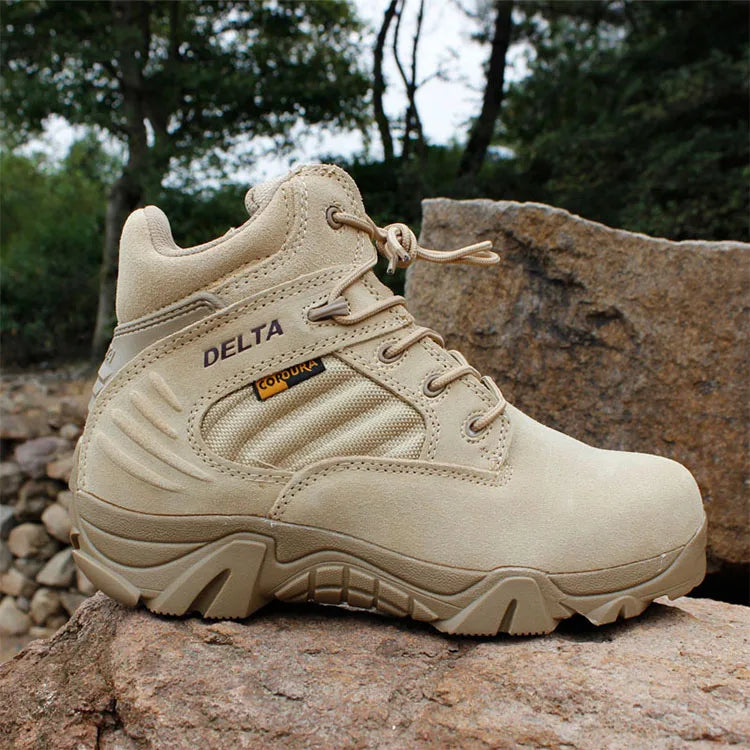 Military-Outdoors.com Delta Squad ankle boots in tan with rugged sole and padded ankle support