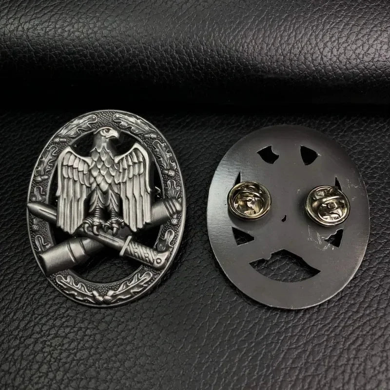 German assault operations medal featuring an eagle design and dual pin back for secure attachment