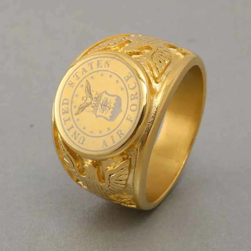 Gold US Army Ring - Durable Military Heritage Jewelry Air Force Rings