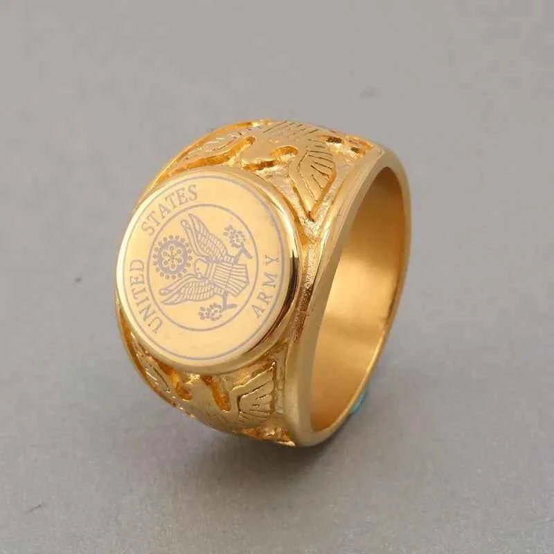 Gold US Army Ring - Durable Military Heritage Jewelry Army Rings