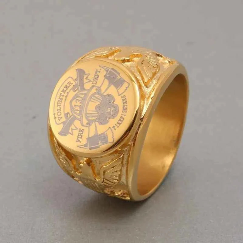 Gold US Army Ring - Durable Military Heritage Jewelry Fire Dep 1 Rings