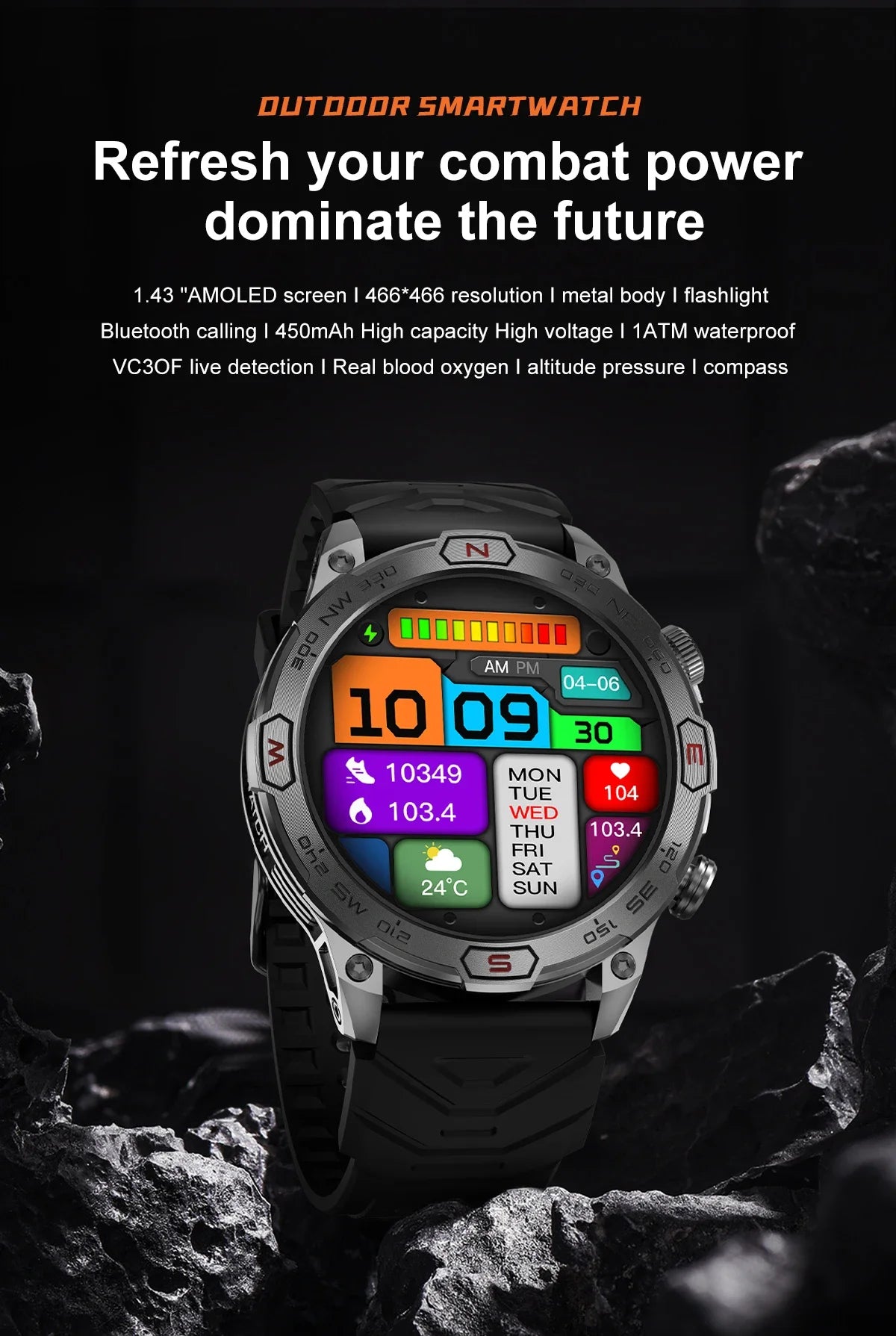 Outdoor Smart Watch With GPS Tracking Watch