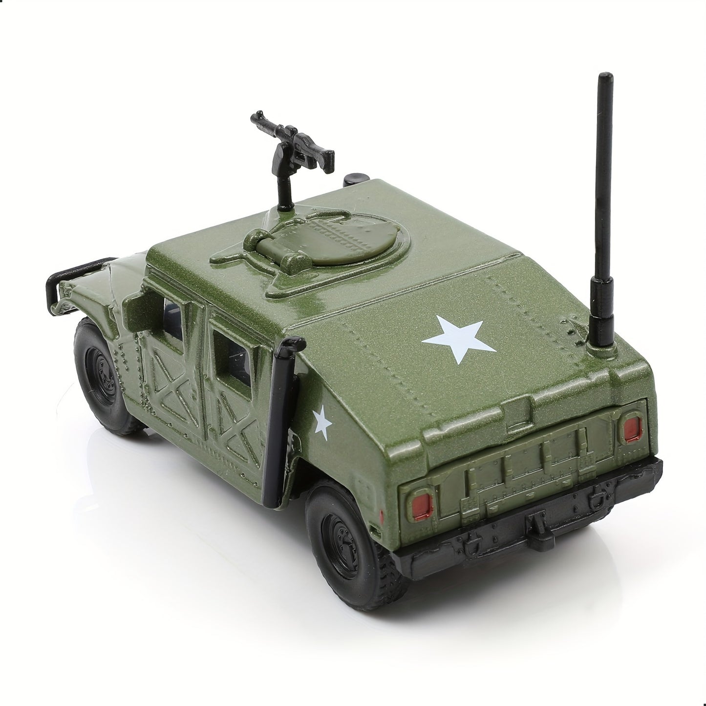 Green Hummer Military Vehicle Model with white star decals and mounted machine gun on top