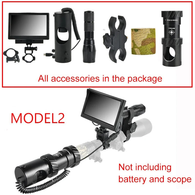 Military-Outdoors.com infrared night vision camera with accessories and mounted display screen