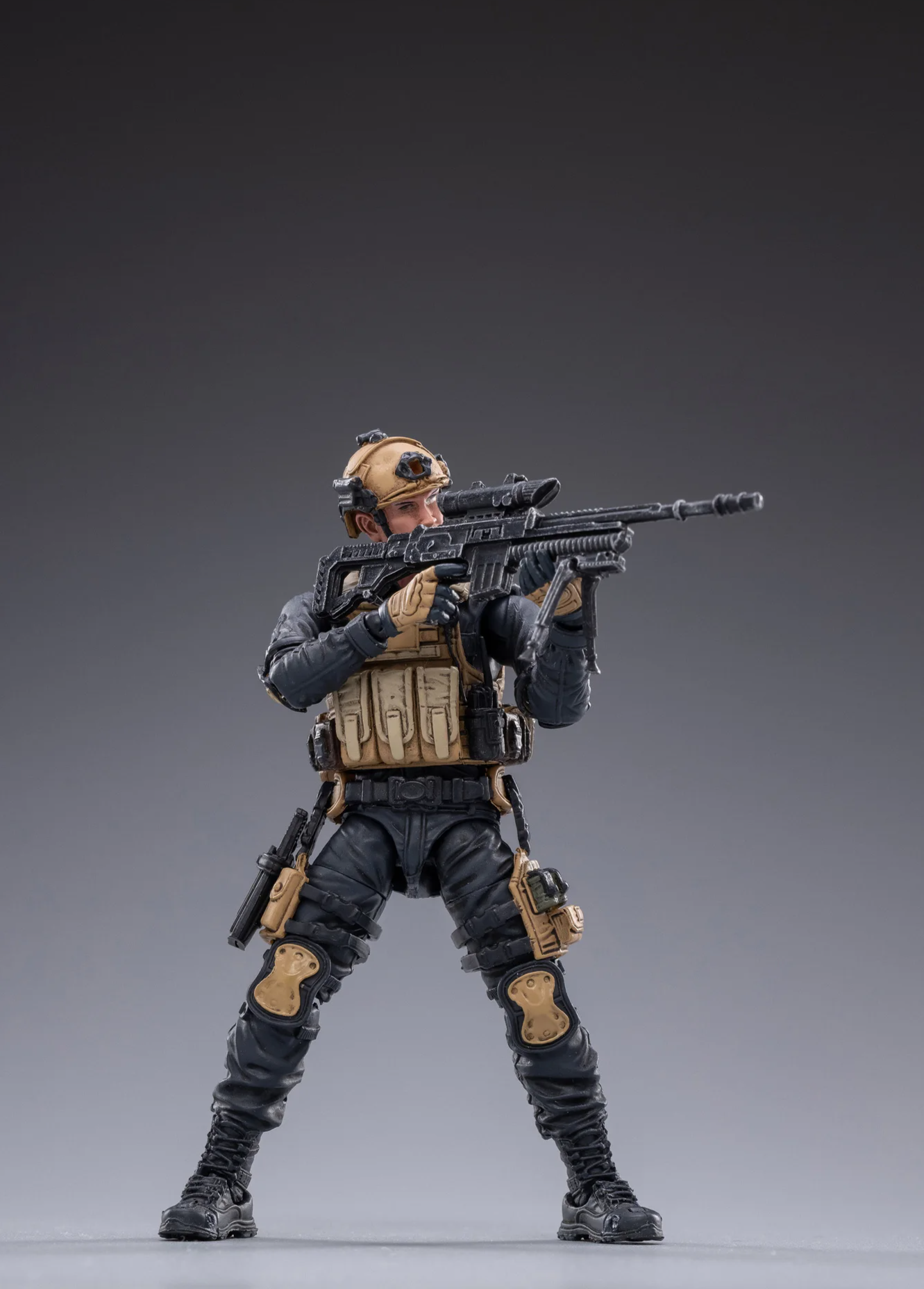 JOYTOY special forces set action figure in tactical gear holding a sniper rifle standing ready