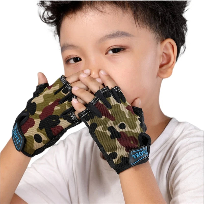 Kids Half Finger Gloves - Camo Tactical Gear Kids Gloves