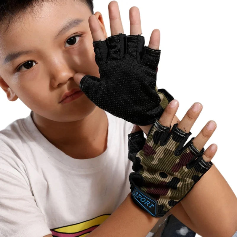 Kids Half Finger Gloves - Camo Tactical Gear Kids Gloves