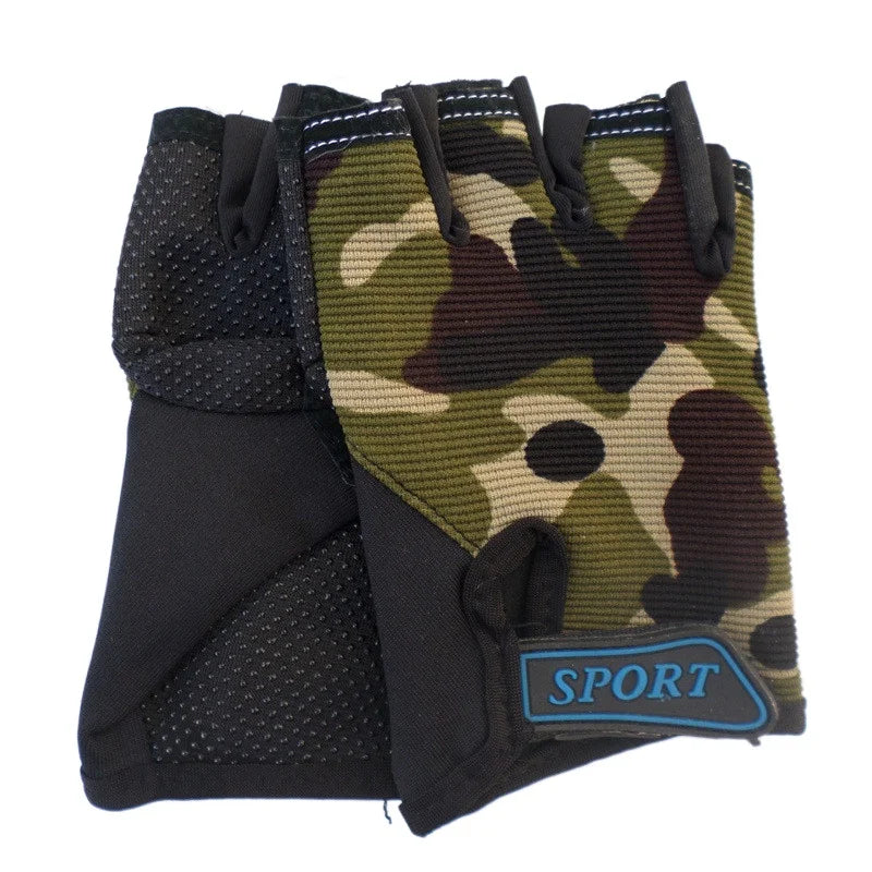 Kids Half Finger Gloves - Camo Tactical Gear Army Green Kids Gloves