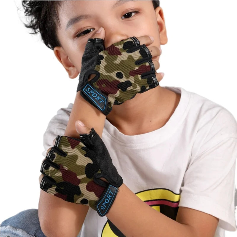 Kids Half Finger Gloves - Camo Tactical Gear Kids Gloves