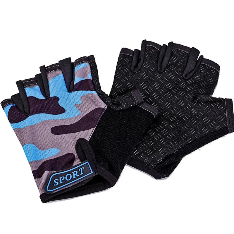 Kids Half Finger Gloves - Camo Tactical Gear Gray Kids Gloves