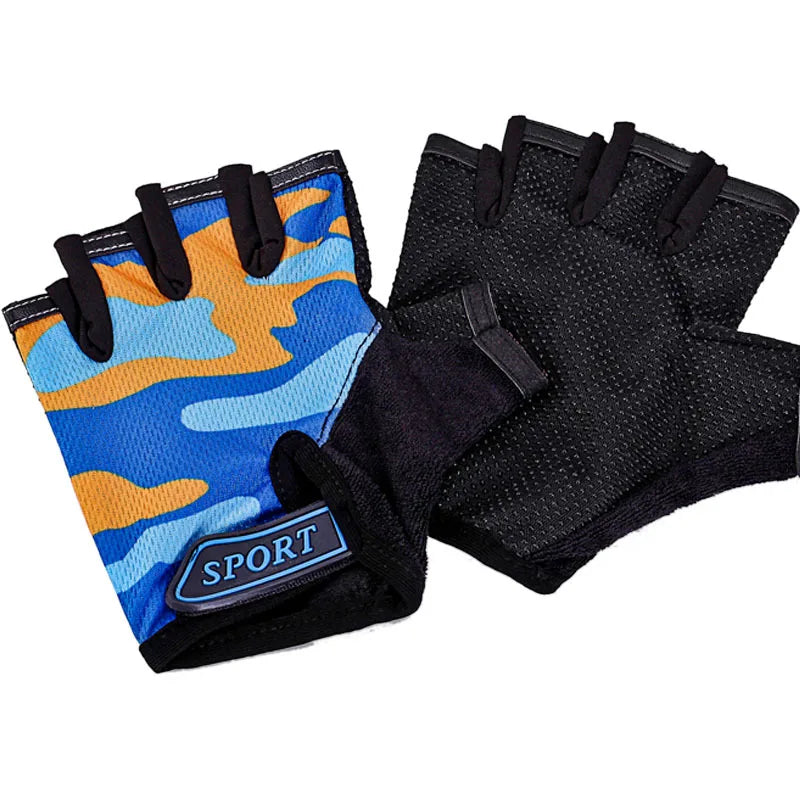 Kids Half Finger Gloves - Camo Tactical Gear Orange Kids Gloves