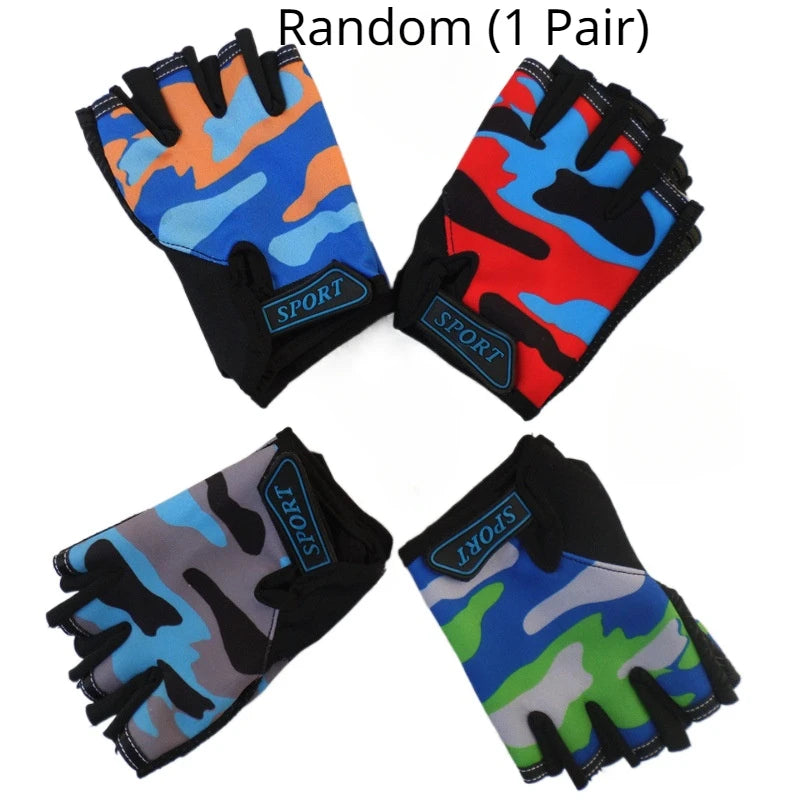Kids Half Finger Gloves - Camo Tactical Gear Random (1 Pair) Kids Gloves