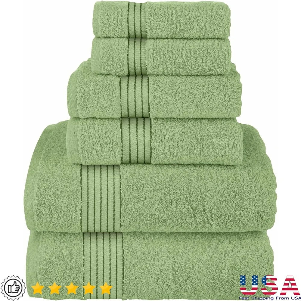 6 Military Green Towels Cotton Set, Free Shipping Military-Outdoors.com